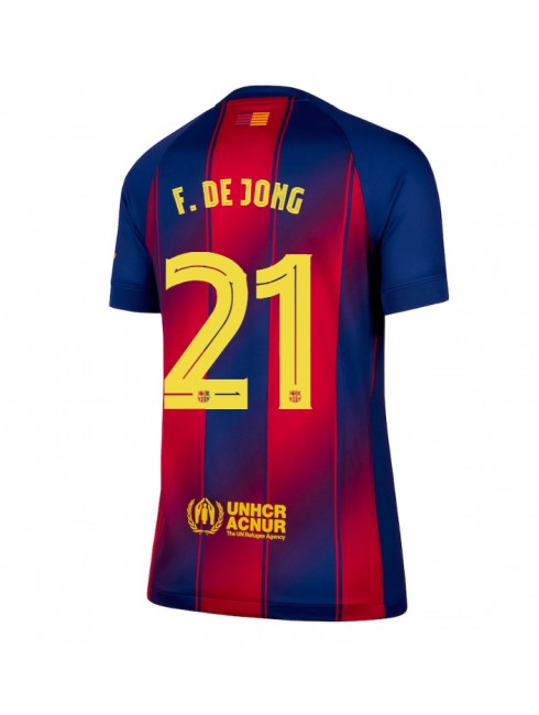 Ženski Nogometna dresi replika Barcelona Frenkie de Jong #21 Domači 2025-26 Kratek rokav Ženski Nogometna dresi replika Barcelona Frenkie de Jong #21 Domači 2025-26 Kratek rokav